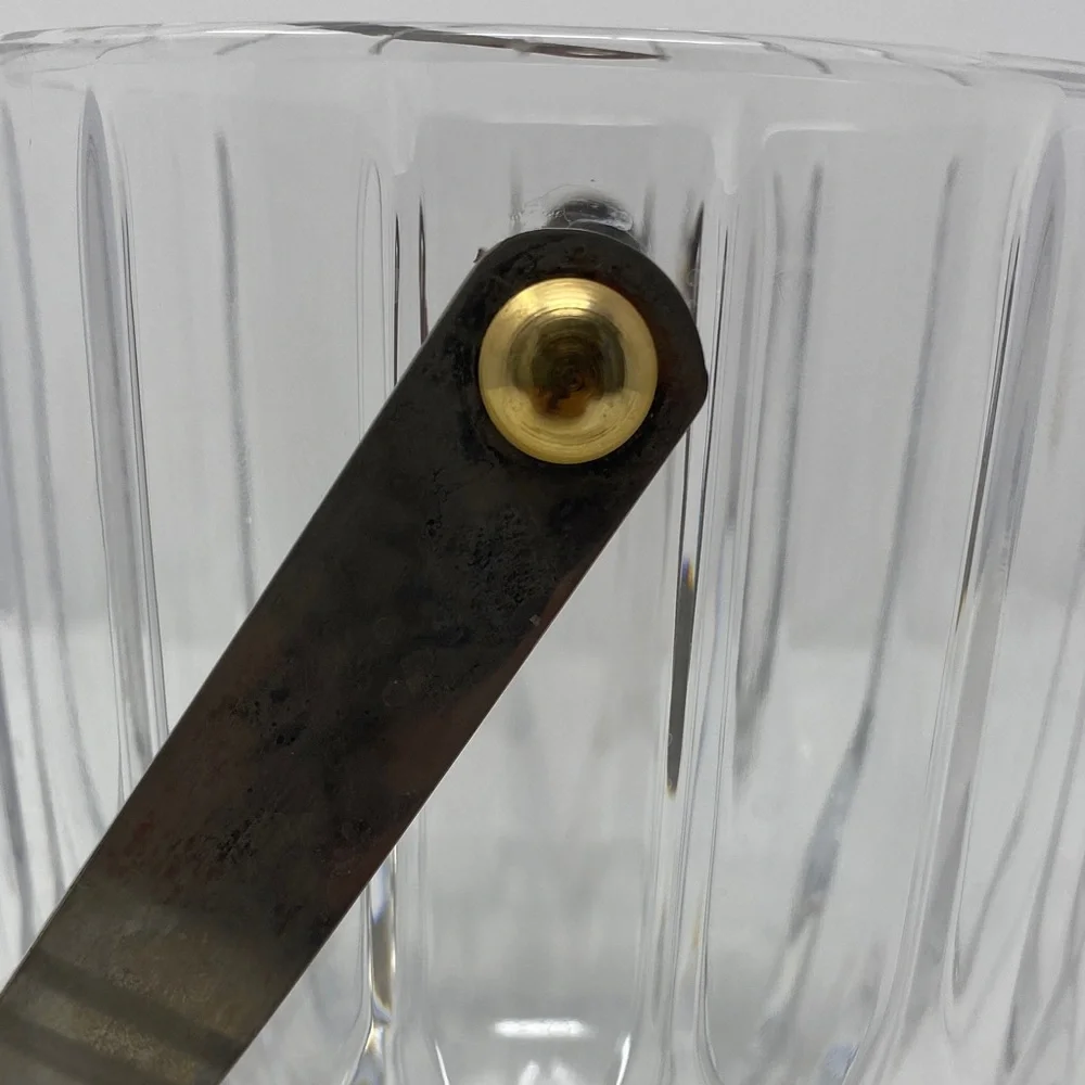 Small Clear Glass Ice Bucket with Silver Tongs
